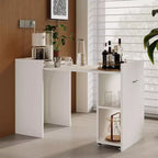 50 klappbarer Tisch mit Aufbewahrungsschrank & Rollen, ausziehbarer Klappschreibtisch für Küche, Home Office und Schlafzimmer