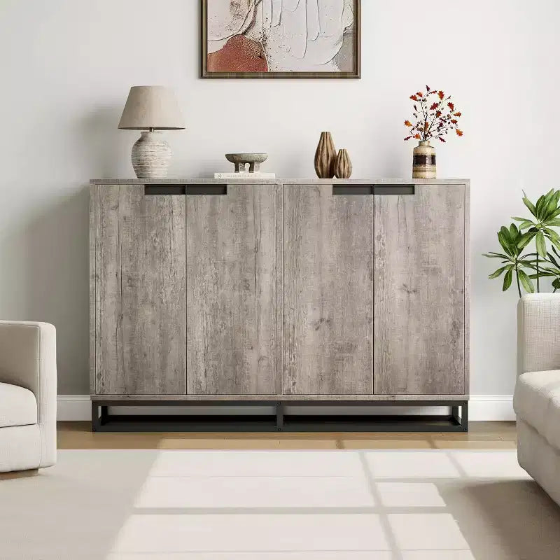 Sideboard Buffet Schrank, Akzentschrank mit 4 Türen und verstellbaren Einlegeböden, Küchenbuffetschrank, Esszimmer, Eingangsbereich, Wohnzimmer