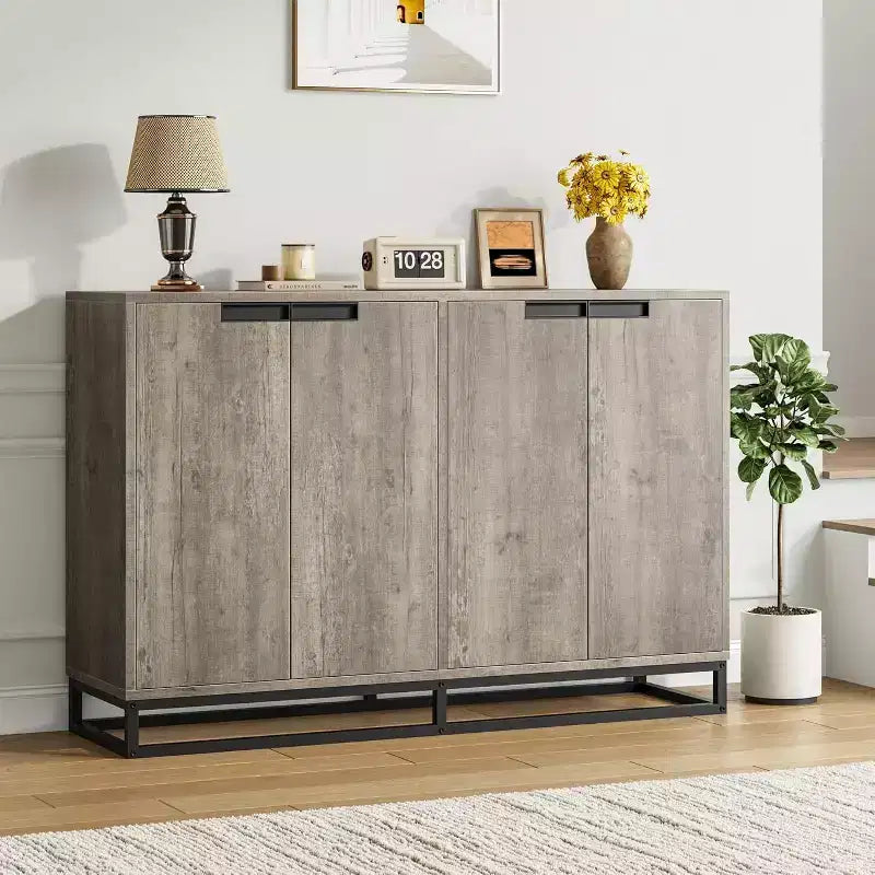 Sideboard Buffet Schrank, Akzentschrank mit 4 Türen und verstellbaren Einlegeböden, Küchenbuffetschrank, Esszimmer, Eingangsbereich, Wohnzimmer