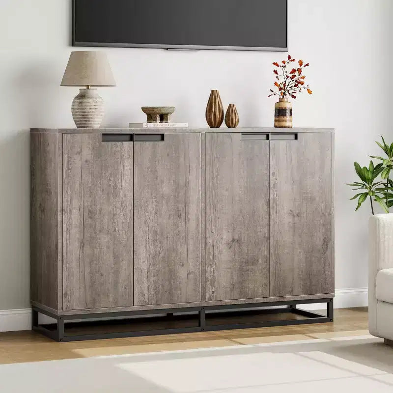 Sideboard Buffet Schrank, Akzentschrank mit 4 Türen und verstellbaren Einlegeböden, Küchenbuffetschrank, Esszimmer, Eingangsbereich, Wohnzimmer
