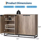 Sideboard Buffet Schrank, Akzentschrank mit 4 Türen und verstellbaren Einlegeböden, Küchenbuffetschrank, Esszimmer, Eingangsbereich, Wohnzimmer
