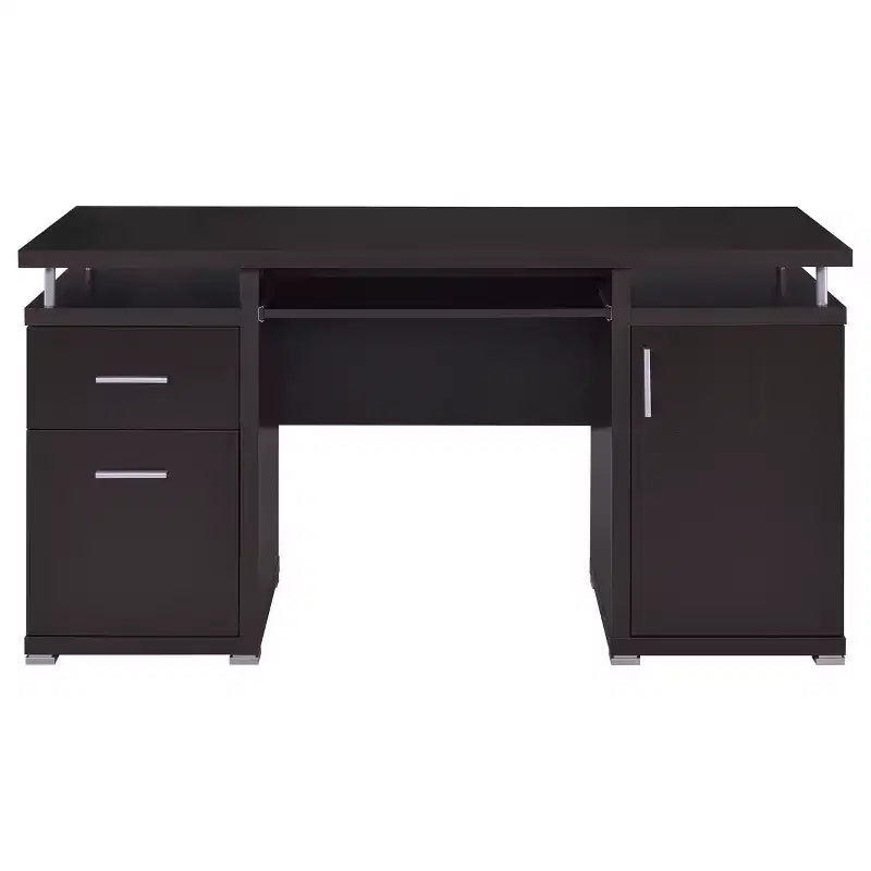 55 Holztisch, Bürotisch mit 2 Schubladen, 1 Schrank, 1 offenem Regal, 1 Tür, Arbeitstisch für Heimbüro, Arbeitszimmer, kleine Räume