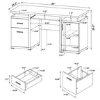 55 Holztisch, Bürotisch mit 2 Schubladen, 1 Schrank, 1 offenem Regal, 1 Tür, Arbeitstisch für Heimbüro, Arbeitszimmer, kleine Räume