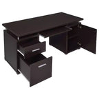 55 Holztisch, Bürotisch mit 2 Schubladen, 1 Schrank, 1 offenem Regal, 1 Tür, Arbeitstisch für Heimbüro, Arbeitszimmer, kleine Räume