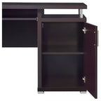 55 Holztisch, Bürotisch mit 2 Schubladen, 1 Schrank, 1 offenem Regal, 1 Tür, Arbeitstisch für Heimbüro, Arbeitszimmer, kleine Räume