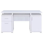 55 Holztisch, Bürotisch mit 2 Schubladen, 1 Schrank, 1 offenem Regal, 1 Tür, Arbeitstisch für Heimbüro, Arbeitszimmer, kleine Räume
