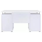 55 Holztisch, Bürotisch mit 2 Schubladen, 1 Schrank, 1 offenem Regal, 1 Tür, Arbeitstisch für Heimbüro, Arbeitszimmer, kleine Räume