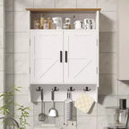 Wandhängender Badezimmerschrank, - Badezimmerschrank mit verstellbaren Regalböden & für Badezimmer oder Eingangsbereich, Weiß