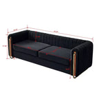 84 Moderne Samtpolster-Sofa, Couch mit goldenen Metallbeinen und gerollten Armlehnen für Wohnzimmer, Schlafzimmer oder Apartment