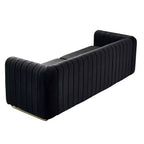 84 Moderne Samtpolster-Sofa, Couch mit goldenen Metallbeinen und gerollten Armlehnen für Wohnzimmer, Schlafzimmer oder Apartment