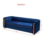 84 Moderne Samtpolster-Sofa, Couch mit goldenen Metallbeinen und gerollten Armlehnen für Wohnzimmer, Schlafzimmer oder Apartment