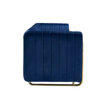84 Moderne Samtpolster-Sofa, Couch mit goldenen Metallbeinen und gerollten Armlehnen für Wohnzimmer, Schlafzimmer oder Apartment