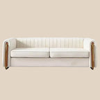 84 Moderne Samtpolster-Sofa, Couch mit goldenen Metallbeinen und gerollten Armlehnen für Wohnzimmer, Schlafzimmer oder Apartment