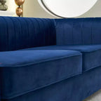 84 Moderne Samtpolster-Sofa, Couch mit goldenen Metallbeinen und gerollten Armlehnen für Wohnzimmer, Schlafzimmer oder Apartment