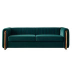 84 Moderne Samtpolster-Sofa, Couch mit goldenen Metallbeinen und gerollten Armlehnen für Wohnzimmer, Schlafzimmer oder Apartment