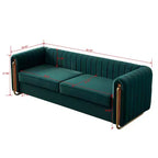 84 Moderne Samtpolster-Sofa, Couch mit goldenen Metallbeinen und gerollten Armlehnen für Wohnzimmer, Schlafzimmer oder Apartment