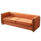 84 Moderne Samtpolster-Sofa, Couch mit goldenen Metallbeinen und gerollten Armlehnen für Wohnzimmer, Schlafzimmer oder Apartment