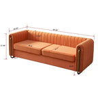 84 Moderne Samtpolster-Sofa, Couch mit goldenen Metallbeinen und gerollten Armlehnen für Wohnzimmer, Schlafzimmer oder Apartment