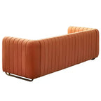 84 Moderne Samtpolster-Sofa, Couch mit goldenen Metallbeinen und gerollten Armlehnen für Wohnzimmer, Schlafzimmer oder Apartment