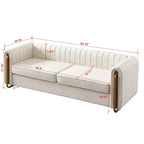 84 Moderne Samtpolster-Sofa, Couch mit goldenen Metallbeinen und gerollten Armlehnen für Wohnzimmer, Schlafzimmer oder Apartment