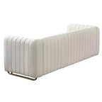 84 Moderne Samtpolster-Sofa, Couch mit goldenen Metallbeinen und gerollten Armlehnen für Wohnzimmer, Schlafzimmer oder Apartment