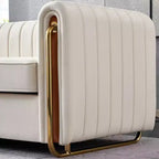 84 Moderne Samtpolster-Sofa, Couch mit goldenen Metallbeinen und gerollten Armlehnen für Wohnzimmer, Schlafzimmer oder Apartment