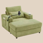 Modern Stil Sessel 42.5 Recamiere Sofa mit beweglichem Stauraum-Ottoman, zwei Getränkehaltern, Seitentaschen für Wohnzimmer Grün