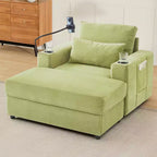 Modern Stil Sessel 42.5 Recamiere Sofa mit beweglichem Stauraum-Ottoman, zwei Getränkehaltern, Seitentaschen für Wohnzimmer Grün