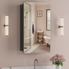 Modern Rounded Corner Metal Frame Medicine Cabinet with Mirror Door,Wall Mounted Bathroom Cabinet