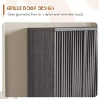 Schuhschrank Modern Geriffelt Eingangsbereich Schuhaufbewahrung 80x35x105cm Spanplatte/MDF Verstellbare Einlegeböden & Türen
