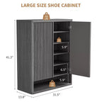 Schuhschrank Modern Geriffelt Eingangsbereich Schuhaufbewahrung 80x35x105cm Spanplatte/MDF Verstellbare Einlegeböden & Türen