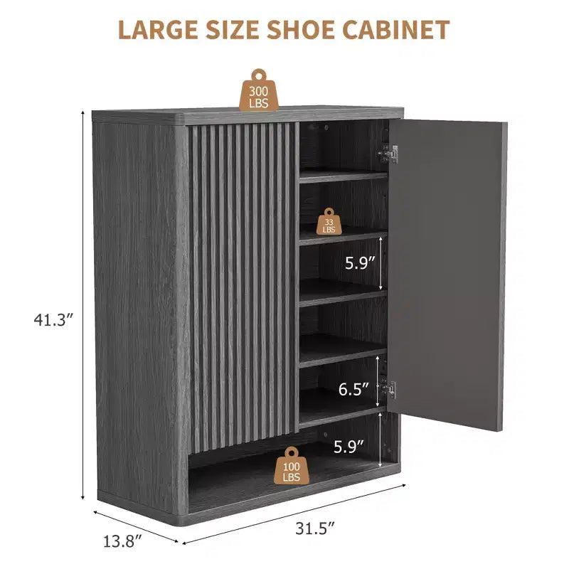 Schuhschrank Modern Geriffelt Eingangsbereich Schuhaufbewahrung 80x35x105cm Spanplatte/MDF Verstellbare Einlegeböden & Türen