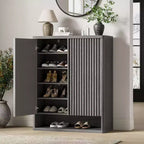 Schuhschrank Modern Geriffelt Eingangsbereich Schuhaufbewahrung 80x35x105cm Spanplatte/MDF Verstellbare Einlegeböden & Türen
