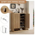 Schuhschrank Modern Geriffelt Eingangsbereich Schuhaufbewahrung 80x35x105cm Spanplatte/MDF Verstellbare Einlegeböden & Türen