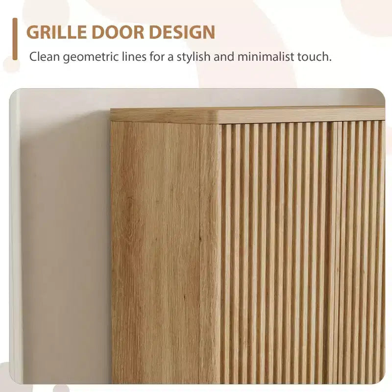 Schuhschrank Modern Geriffelt Eingangsbereich Schuhaufbewahrung 80x35x105cm Spanplatte/MDF Verstellbare Einlegeböden & Türen