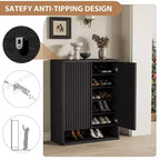 Schuhschrank Modern Geriffelt Eingangsbereich Schuhaufbewahrung 80x35x105cm Spanplatte/MDF Verstellbare Einlegeböden & Türen