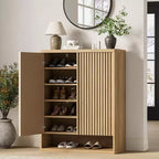 Schuhschrank Modern Geriffelt Eingangsbereich Schuhaufbewahrung 80x35x105cm Spanplatte/MDF Verstellbare Einlegeböden & Türen