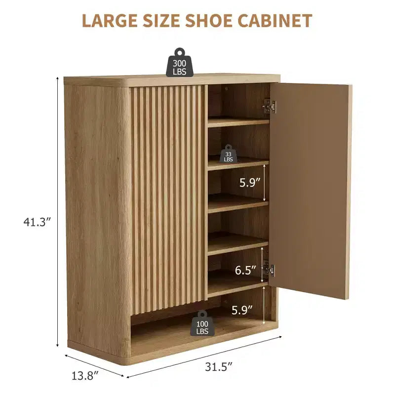 Schuhschrank Modern Geriffelt Eingangsbereich Schuhaufbewahrung 80x35x105cm Spanplatte/MDF Verstellbare Einlegeböden & Türen