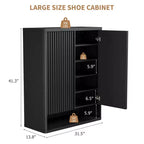 Schuhschrank Modern Geriffelt Eingangsbereich Schuhaufbewahrung 80x35x105cm Spanplatte/MDF Verstellbare Einlegeböden & Türen