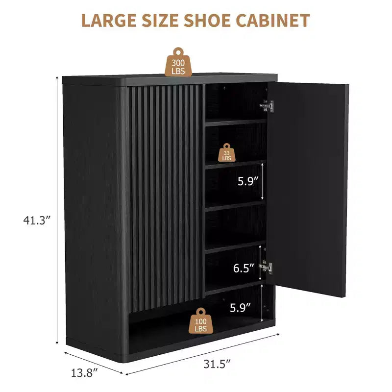 Schuhschrank Modern Geriffelt Eingangsbereich Schuhaufbewahrung 80x35x105cm Spanplatte/MDF Verstellbare Einlegeböden & Türen