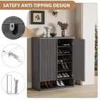 Schuhschrank Modern Geriffelt Eingangsbereich Schuhaufbewahrung 80x35x105cm Spanplatte/MDF Verstellbare Einlegeböden & Türen