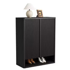 Shoe Cabinet  Modern Fluted Entryway Shoe Storage  31.5x13.8x41.3 Particleboard/MDF  Adjustable Shelves & Doors