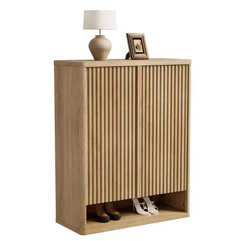 Schuhschrank Modern Geriffelt Eingangsbereich Schuhaufbewahrung 80x35x105cm Spanplatte/MDF Verstellbare Einlegeböden & Türen