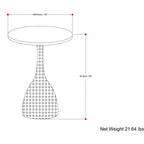 16 Zoll breiter runder Beistelltisch, modern, schwarz
