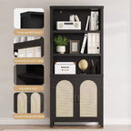 Hoher Aufbewahrungsschrank, Bücherregal-Organizer für Wohnzimmer, Flur & Eingangsbereich, Schwarz