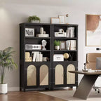 Hoher Aufbewahrungsschrank, Bücherregal-Organizer für Wohnzimmer, Flur & Eingangsbereich, Schwarz