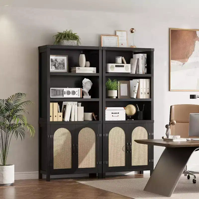 Hoher Aufbewahrungsschrank, Bücherregal-Organizer für Wohnzimmer, Flur & Eingangsbereich, Schwarz