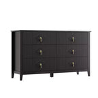 54 Wide 6-Drawer Dresser, Modern Chest with Metal Handles for Bedroom Storage, Black