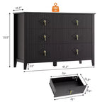 54 Zoll breite Kommode, moderne Kommode mit Metallgriffen für Schlafzimmeraufbewahrung, Schwarz