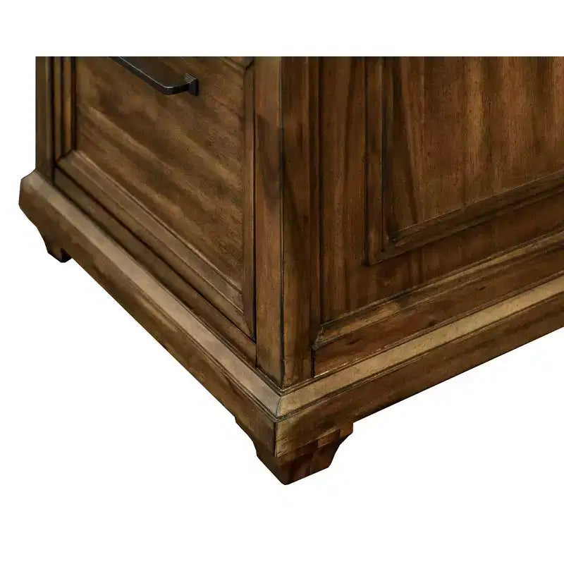 Traditioneller Schreibtisch aus Holz mit zwei Sockeln, Braun: Keine Montage erforderlich, 174 cm Breite, Allzweckschublade